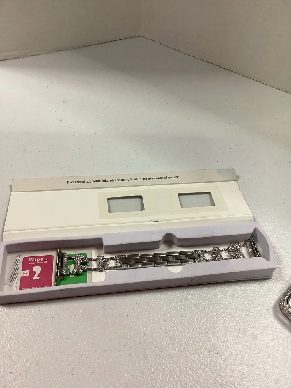 Silver Decorative Smartwatch Band with Rhinestone Frame